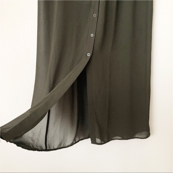 Forever 21 Green Button Front Sheer Maxi Skirt - Picture 2 of 8